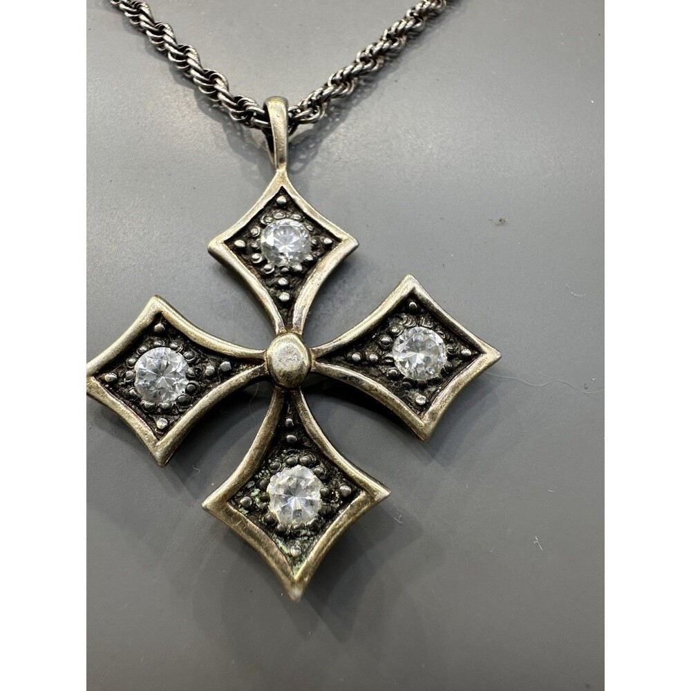 Sterling Silver Maltese Cross Pendant 20” Necklace 10.49 G